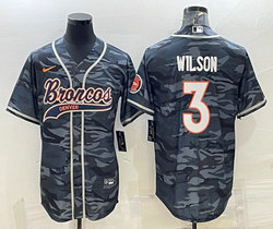 Nike Denver Broncos #3 Russell Wilson Grey Camo White Name Joint Adults baseball jersey