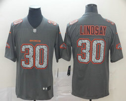 Nike Denver Broncos #30 Phillip Lindsay Grey Fashion sleeves with patch Authentic Stitched NFL Jersey