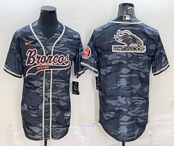 Nike Denver Broncos Grey Camo Joint team logo Authentic Stitched baseball jersey