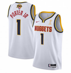 Nike Denver Nuggets #1 Michael Porter Jr. White 2023 Finals Champions 6 Patch With Advertising Jersey