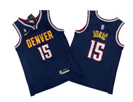 Nike Denver Nuggets #15 Nikola Jokic Blue 6 patch Authentic Stitched NBA jerseys