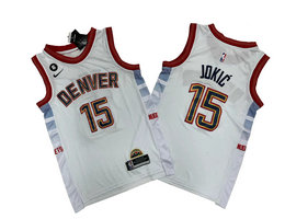 Nike Denver Nuggets #15 Nikola Jokic White City 6 Patch Authentic Stitched NBA jerseys