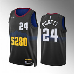 Nike Denver Nuggets #24 Jalen Pickett Black 2023-24 With Advertising Authentic Stitched NBA Jersey
