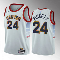 Nike Denver Nuggets #24 Jalen Pickett White 2023 Draft Icon Edition Stitched Basketball Jersey