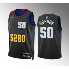 Nike Denver Nuggets #50 Aaron Gordon 2024 Black City With Advertising Stitched NBA Jersey