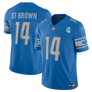 Nike Detroit Lions #14 Amon-Ra St. Brown Blue 2023 F.U.S.E. 90th Anniversary Vapor Untouchable Stitched Jersey