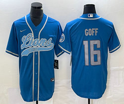 Nike Detroit Lions #16 Jared Goff Blue Joint Authentic Stitched baseball jersey