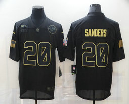 Nike Detroit Lions #20 Barry Sanders 2020 Black Salute to Service Authentic Stitched NFL Jersey