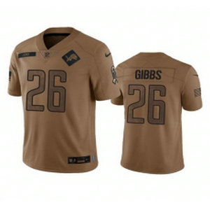 Nike Detroit Lions #26 Jahmyr Gibbs 2023 Brown Salute To Service Authentic Stitched NFL Jersey
