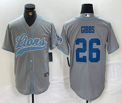 Nike Detroit Lions #26 Jahmyr Gibbs Gray Joint Authentic Stitched baseball jersey