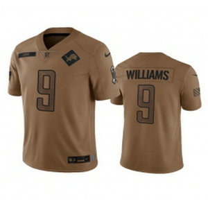 Nike Detroit Lions #9 Jameson Williams 2023 Brown Salute To Service Authentic Stitched NFL Jersey