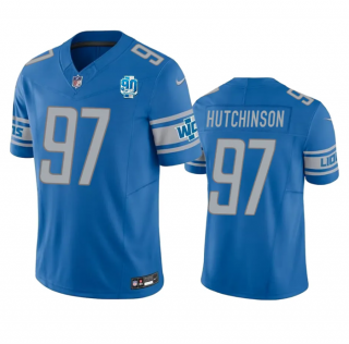 Nike Detroit Lions #97 Aidan Hutchinson Blue 2023 F.U.S.E. 90th Anniversary Vapor Untouchable Stitched Jersey