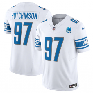 Nike Detroit Lions #97 Aidan Hutchinson White 2023 F.U.S.E. 90th Anniversary Vapor Untouchable Stitched Jersey