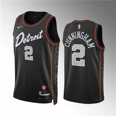 Nike Detroit Pistons #2 Cade Cunningham 2024 Black City Stitched NBA Jersey