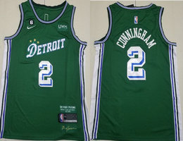 Nike Detroit Pistons #2 Cade Cunningham Green City 6 P[atch With Advertising Authentic Stitched NBA Jersey