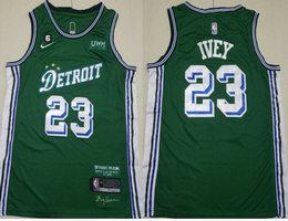 Nike Detroit Pistons #23 Jaden Ivey Green City 6 P[atch With Advertising Authentic Stitched NBA Jersey