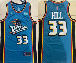 Nike Detroit Pistons #33 Grant Hill Blue Throwback Authentic Stitched NBA jersey