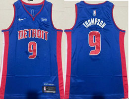 Nike Detroit Pistons #9 Ausar Thompson Blue With Advertising Authentic Stitched NBA jersey