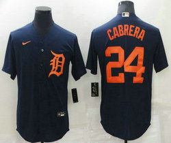 Nike Detroit Tigers #24 Miguel Cabrera Blue With Orange Authentic stitched MLB jersey