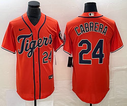 Nike Detroit Tigers #24 Miguel Cabrera Orange Joint Blue 24 in front Stitched MLB Jersey