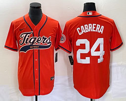 Nike Detroit Tigers #24 Miguel Cabrera Orange Joint Stitched MLB Jersey