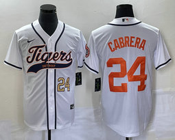 Nike Detroit Tigers #24 Miguel Cabrera White Joint Gold 24 in front Stitched MLB Jersey