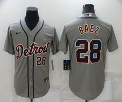 Nike Detroit Tigers #28 Javier Baez Gray Game Authentic Stitched MLB Jersey