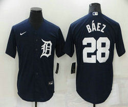 Nike Detroit Tigers #28 Javier Baez Navy Blue Game Authentic Stitched MLB Jersey