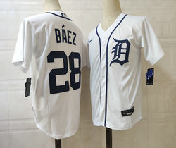 Nike Detroit Tigers #28 Javier Baez White Game Authentic Stitched MLB Jersey