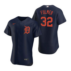 Nike Detroit Tigers #32 Michael Fulmer Navy Orange Number Flexbase Flexbase Authentic Stitched MLB Jersey