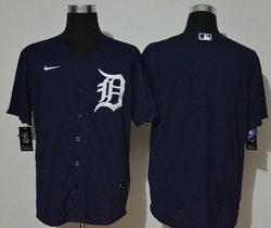Nike Detroit Tigers Blank Navy Blue Game Authentic Stitched MLB Jersey