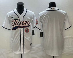 Nike Detroit Tigers Blank White Joint Team Logo in front Stitched MLB Jersey