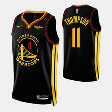 Nike Golden State Warriors #11 Klay Thompson 2024 Black City With Advertising Stitched NBA Jersey