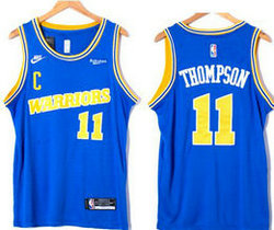 Nike Golden State Warriors #11 Klay Thompson Blue With Advertising Throwblack 2022-23 jersey