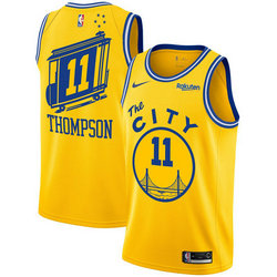 Nike Golden State Warriors #11 Klay Thompson yellow throwback jersey