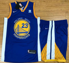 Nike Golden State Warriors #23 Draymond Green Blue With Advertising Authentic Stitched NBA Suit Jersey
