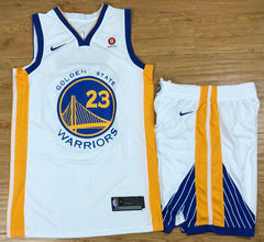 Nike Golden State Warriors #23 Draymond Green White With Advertising Authentic Stitched NBA Suit Jersey
