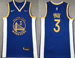 Nike Golden State Warriors #3 Chris Paul Blue With Advertising Authentic Stitched NBA Jersey