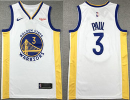 Nike Golden State Warriors #3 Chris Paul White With Advertising Authentic Stitched NBA Jersey