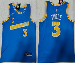 Nike Golden State Warriors #3 Jordan Poole Blue Throwblack Authentic Stitched NBA Jersey