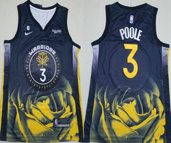 Nike Golden State Warriors #3 Jordan Poole with 6 Black City 2022-23 Authentic Stitched NBA Jersey
