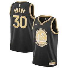 Nike Golden State Warriors #30 Stephen Curry 2024 Black Gold Authentic Stitched NBA Jersey