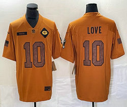 Nike Green Bay Packers #10 Jordan Love 2023 Brown Salute To Service Authentic Stitched NFL Jersey
