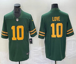 Nike Green Bay Packers #10 Jordan Love Green Gold Name Vapor Untouchable Authentic Stitched NFL Jersey