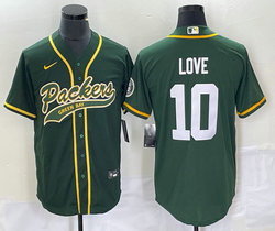 Nike Green Bay Packers #10 Jordan Love Green Joint Authentic Stitched baseball jersey