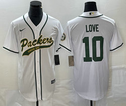 Nike Green Bay Packers #10 Jordan Love White Joint Authentic Stitched baseball jersey