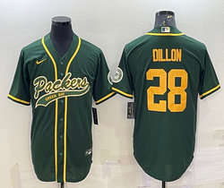 Nike Green Bay Packers #28 AJ Dillon Green Gold Name Joint Authentic Stitched baseball jersey
