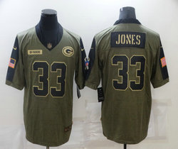 Nike Green Bay Packers #33 Aaron Jones 2021 salute to service Authentic Stitched NFL Jersey