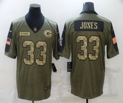 Nike Green Bay Packers #33 Aaron Jones Coma 2021 salute to service Authentic Stitched NFL Jersey