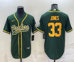 Nike Green Bay Packers #33 Aaron Jones Green Gold Name Joint Authentic Stitched baseball jersey